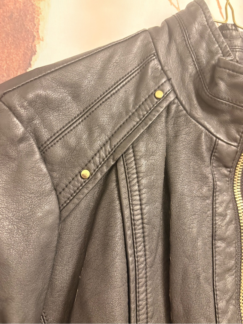 XS Le Chateau Black Faux Leather Zip Moto Jacket - Picture 5 of 8